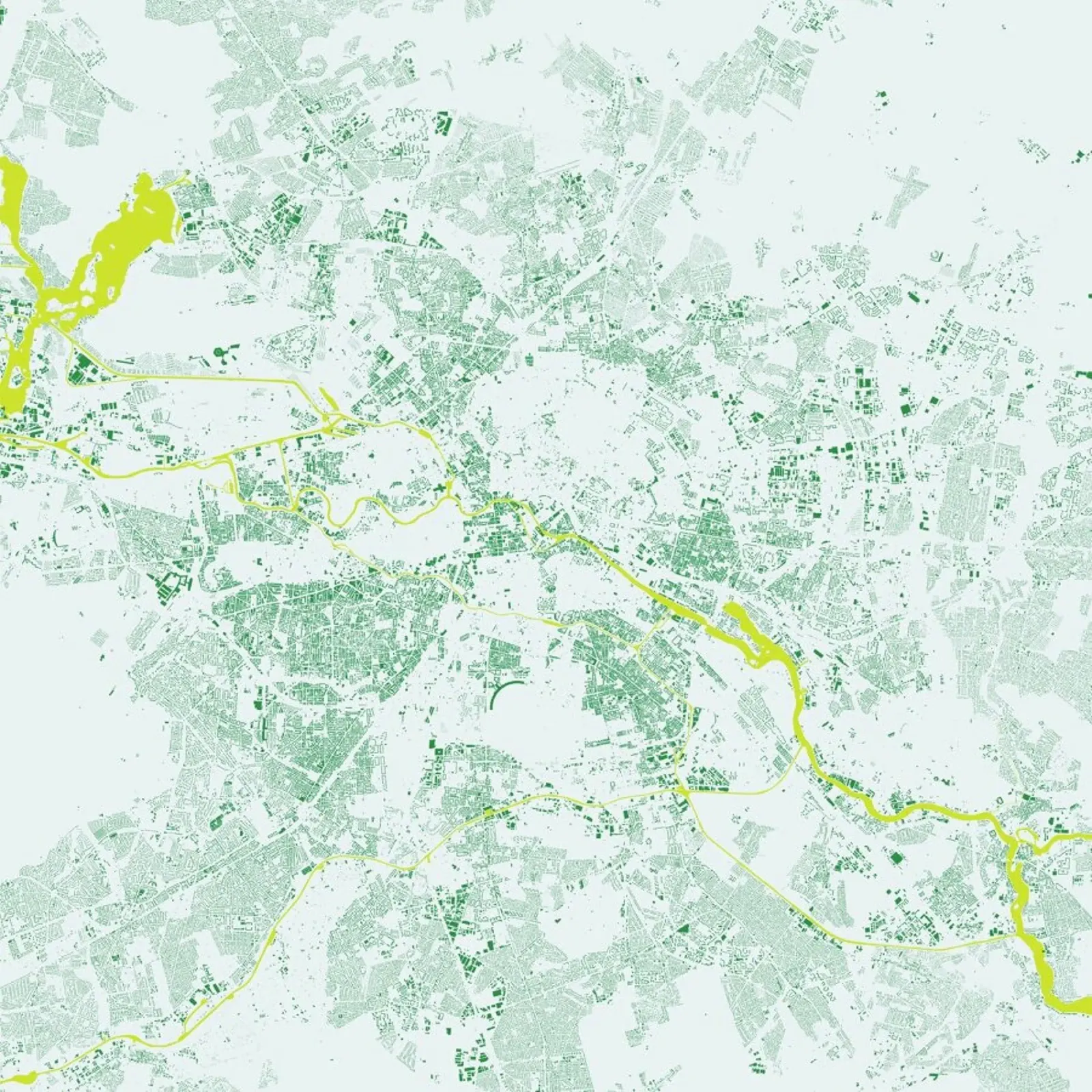 Berlin Green poster con telaio in alluminio da Urban Maps