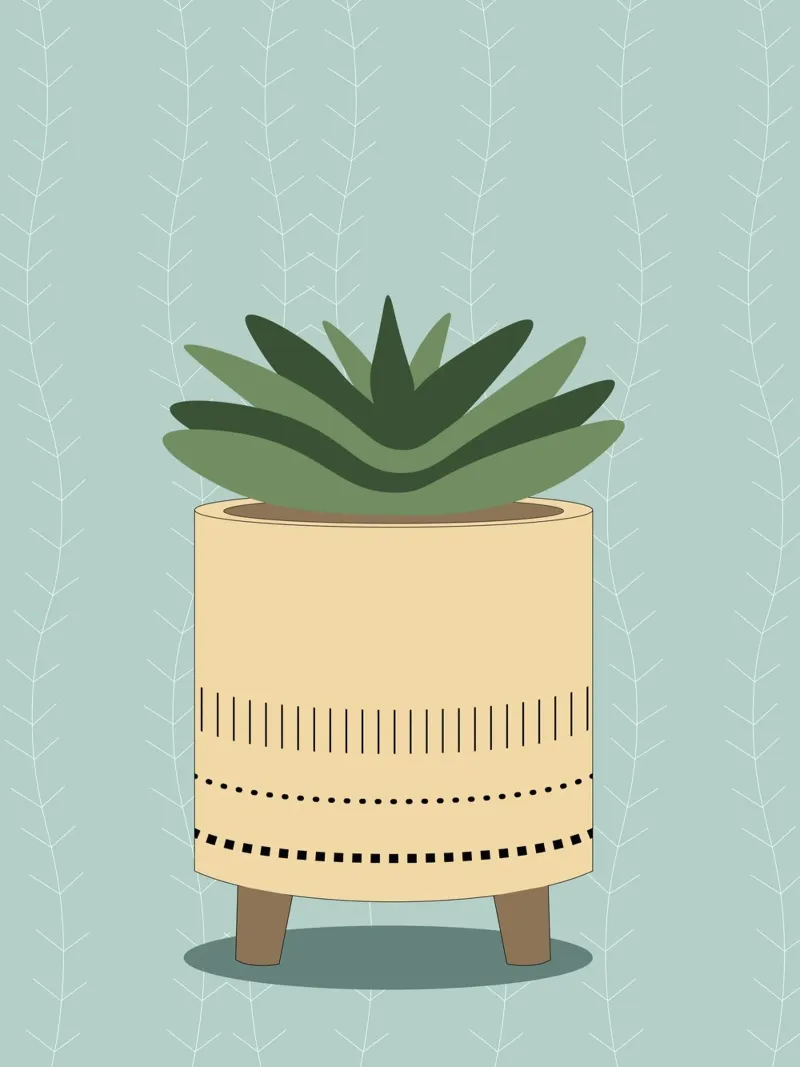 Pianta minimalista - Illustrazione di pianta in vaso Boho poster da Whole©