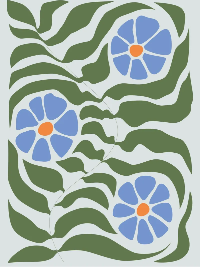 Moderne bloemsierkunst - Abstract natuurontwerp poster met kunststof frame van Whole©