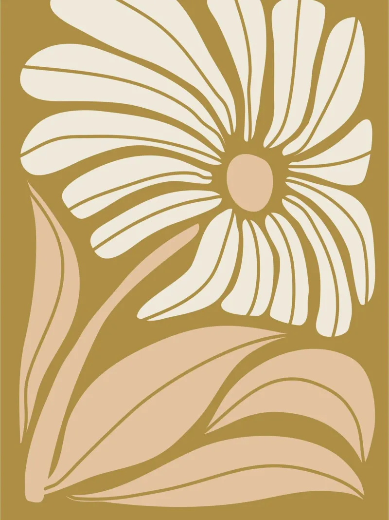 Retro bloem - Abstracte natuurkunst in aardetinten hahnemühle van Whole©