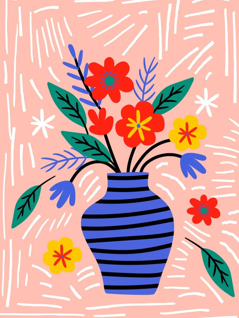 Fiori astratti - Natura colorata Illustrazione moderna tela da Whole©