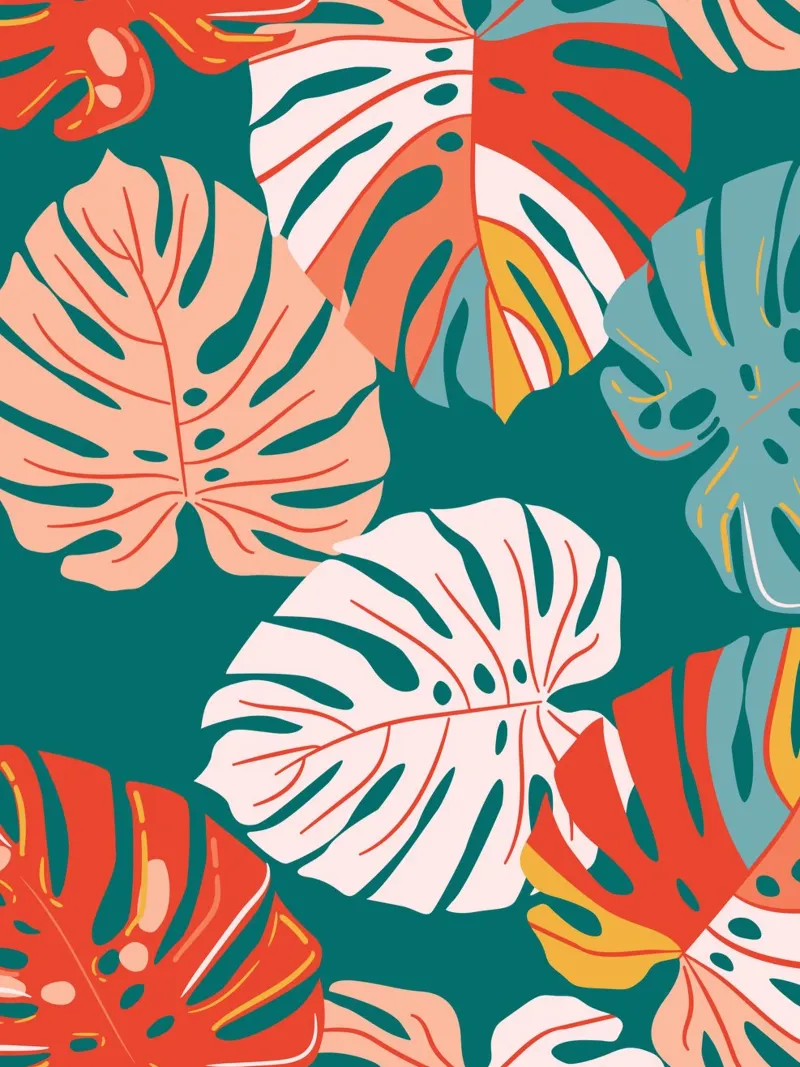 Foglie di Monstera - Tropicale e moderno poster con telaio in legno da Whole©