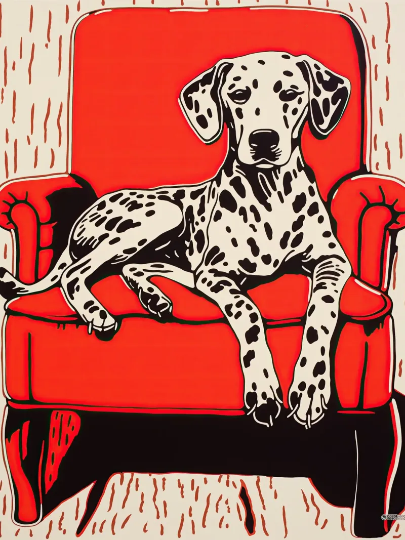 Dalmata su poltrona rossa carta hahnemühle da Autofocus