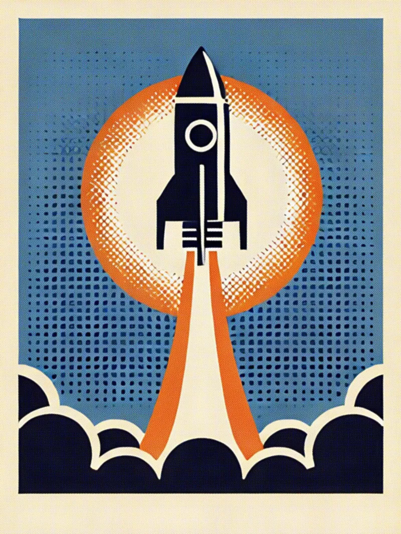 Rocket - Stampa di poster d'epoca poster con telaio in alluminio da posterprints-by-nomad