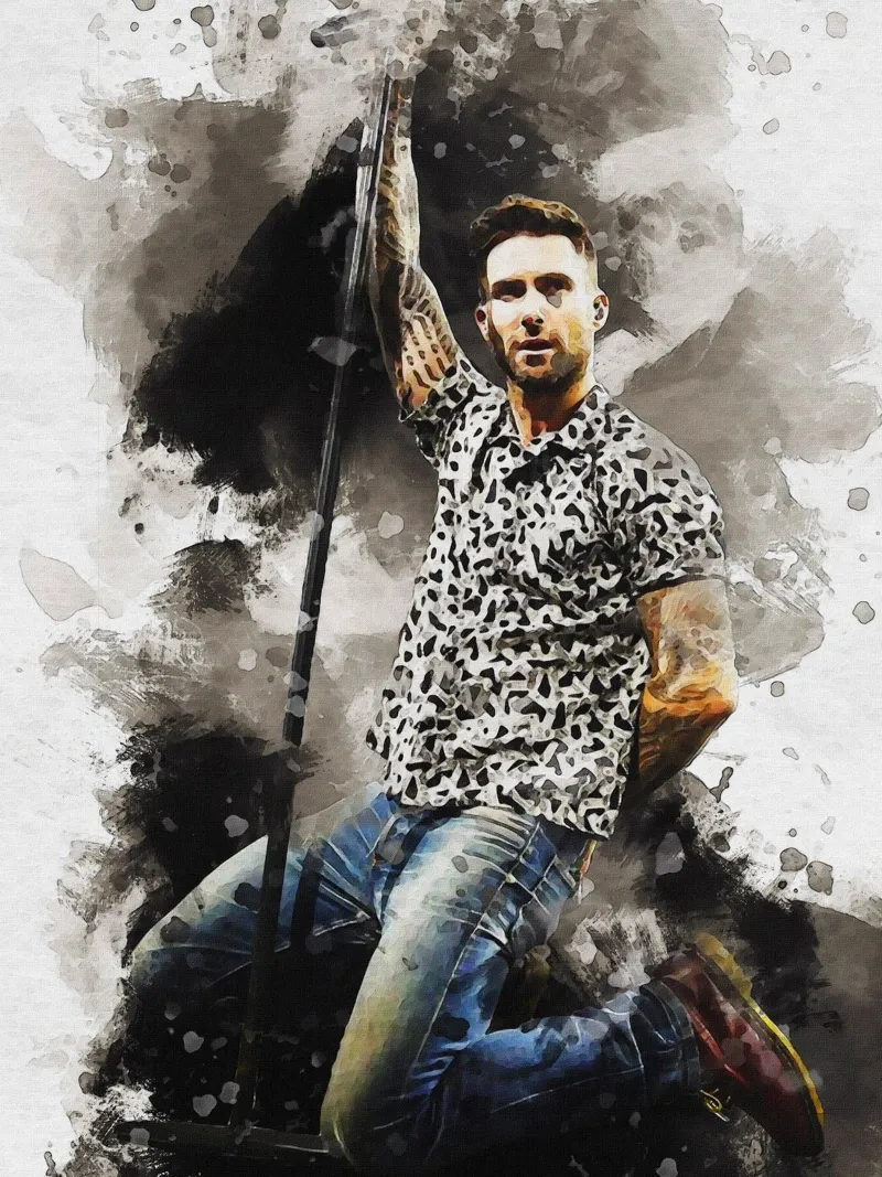 Macchia di ritratto Adam Levine alluminio dibond da Gunawan Rb