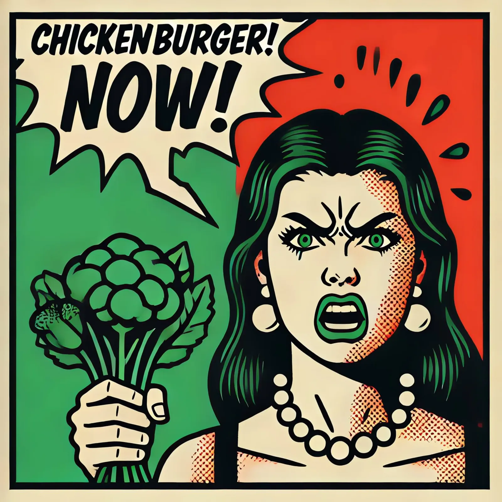Chickenburger! NU! - Vintage posterafdruk poster met houten frame van posterprints-by-nomad