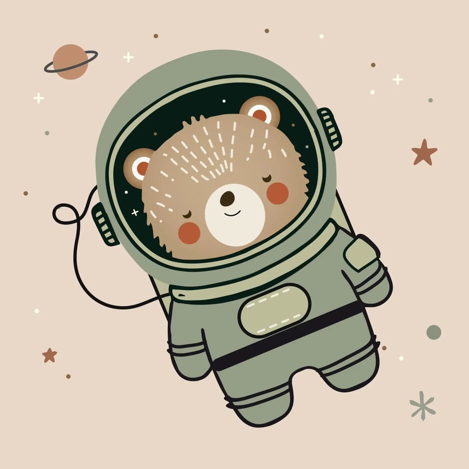 Piccolo orso astronauta - Illustrazione spaziale carina pellicola backlit da namosh