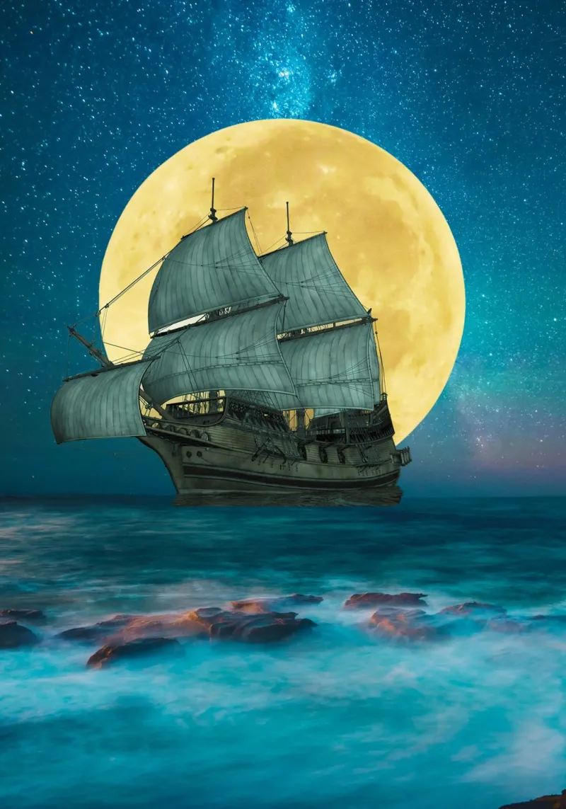 Navigare con la luna piena alluminio dibond da Berwies Artwork