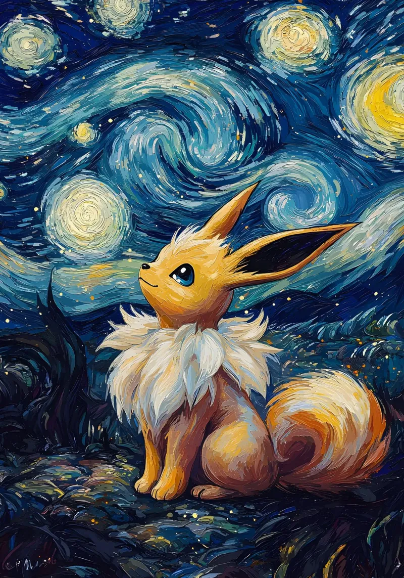 Eevee Pokémon Starry Night carta hahnemühle da CreativeStudio