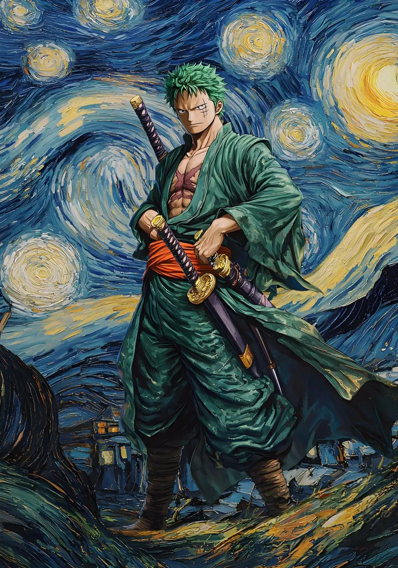 Roronoa Zoro One Piece Starry Night poster da CreativeStudio