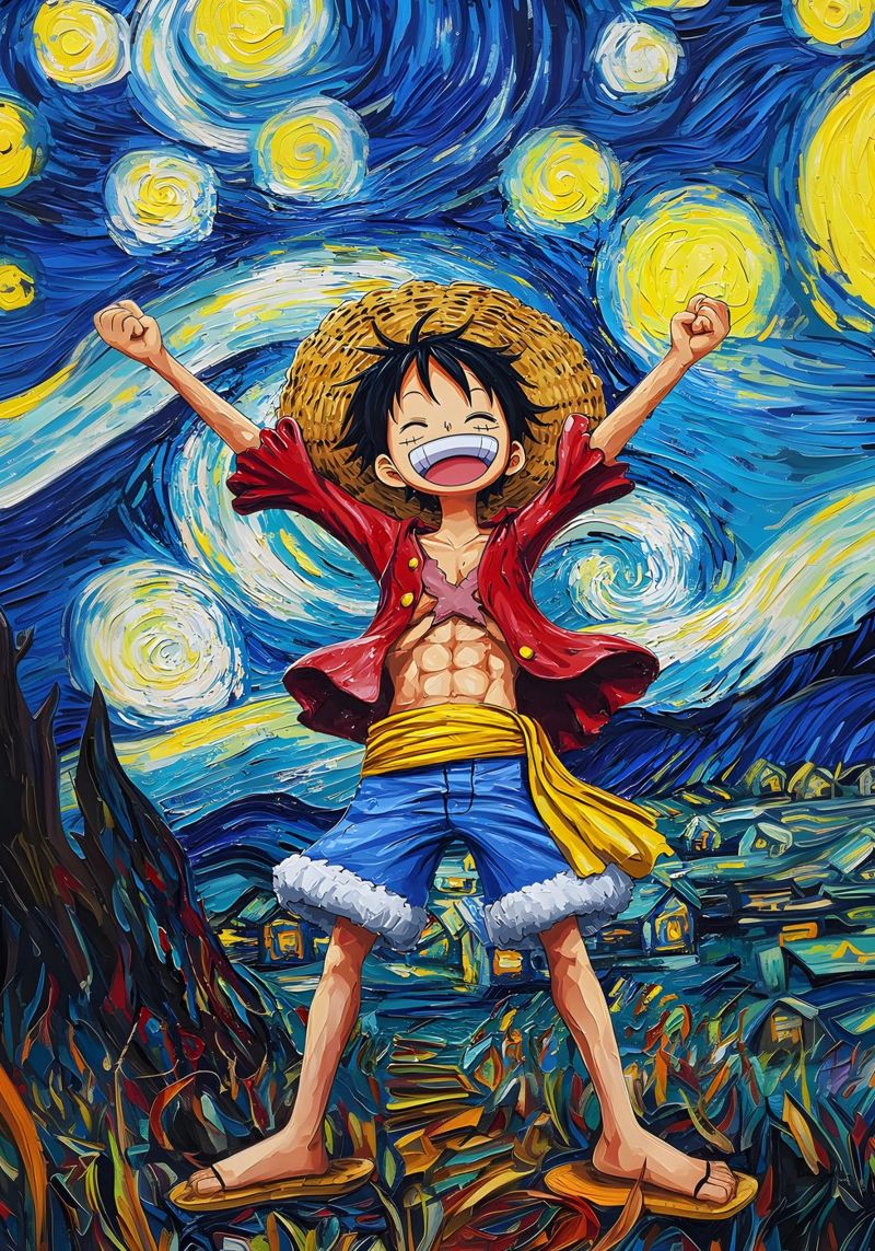 Monkey D. Luffy One Piece Starry Night canvas by CreativeStudio