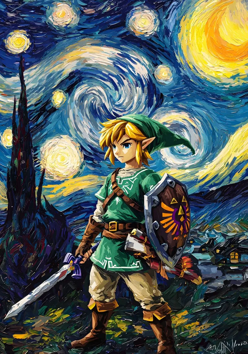 Link The Legend of Zelda Starry Night pellicola backlit da CreativeStudio