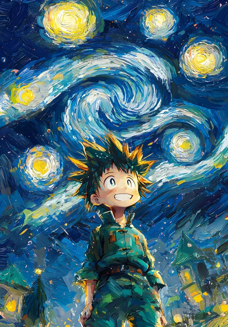 Gon Freecss Hunter x Hunter Starry Night pellicola backlit da CreativeStudio