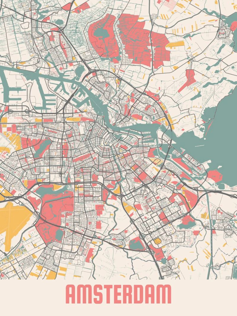 AMSTERDAM  Map Print pellicola backlit da Travelstudio