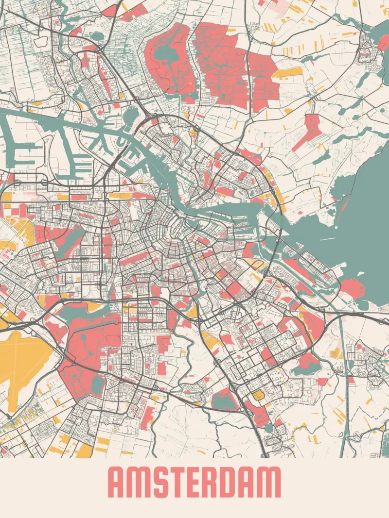 AMSTERDAM  Map Print tela da Travelstudio