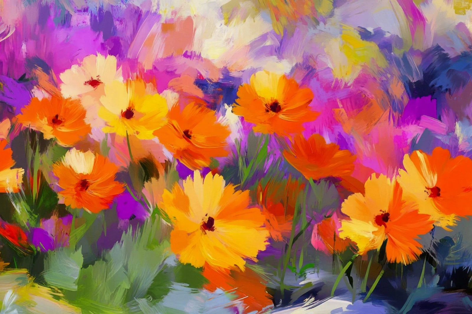 Vibrant Abstract Flower Meadow poster by Modern Muse