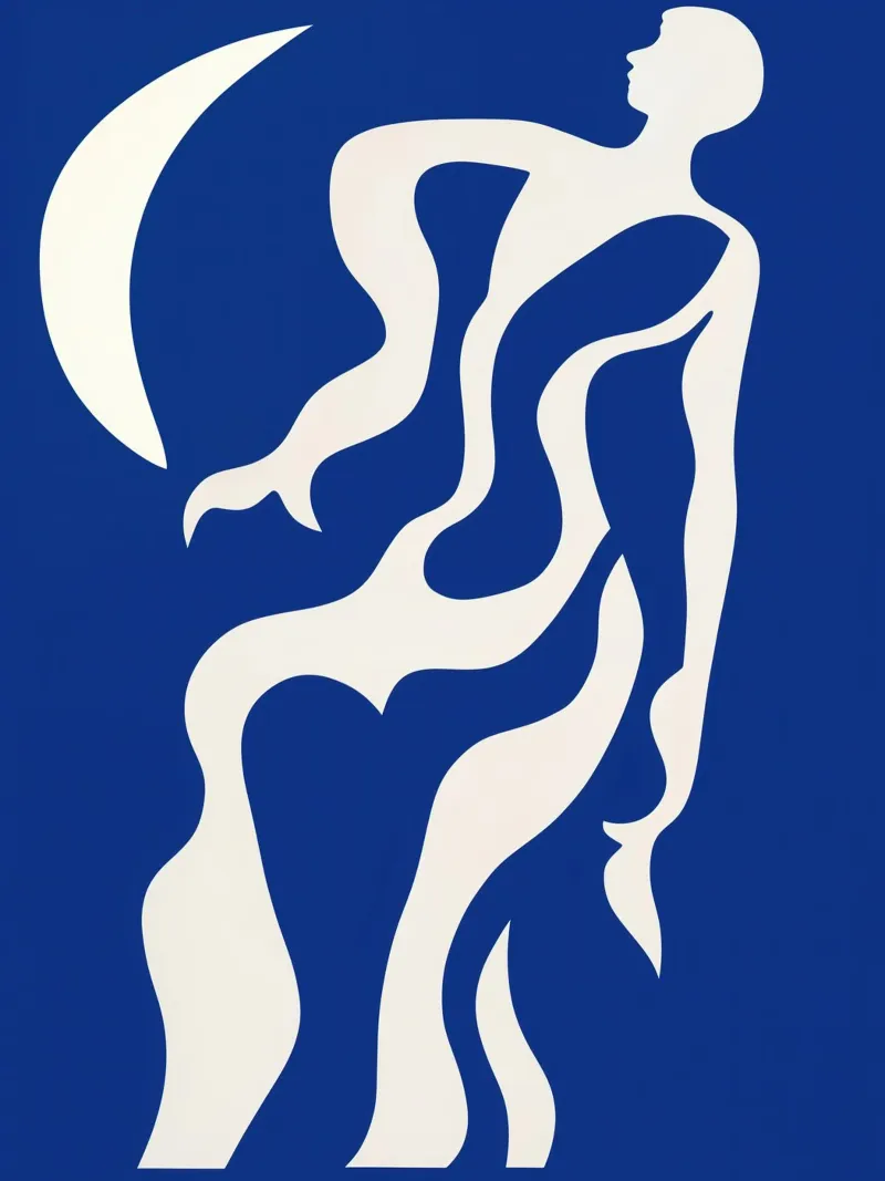 Donna astratta a mezza luna ispirata a Matisse carta hahnemühle da Autofocus