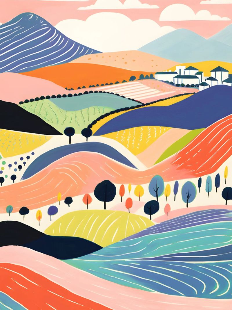 Paesaggio collinare colorato poster da Whole©
