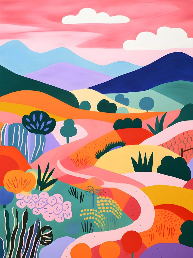 Colourful mountain landscape poster by Whole©