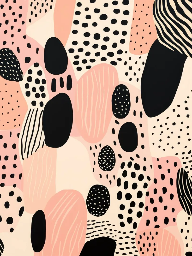 Decorative pattern in dusky pink and black canvas by Autofocus