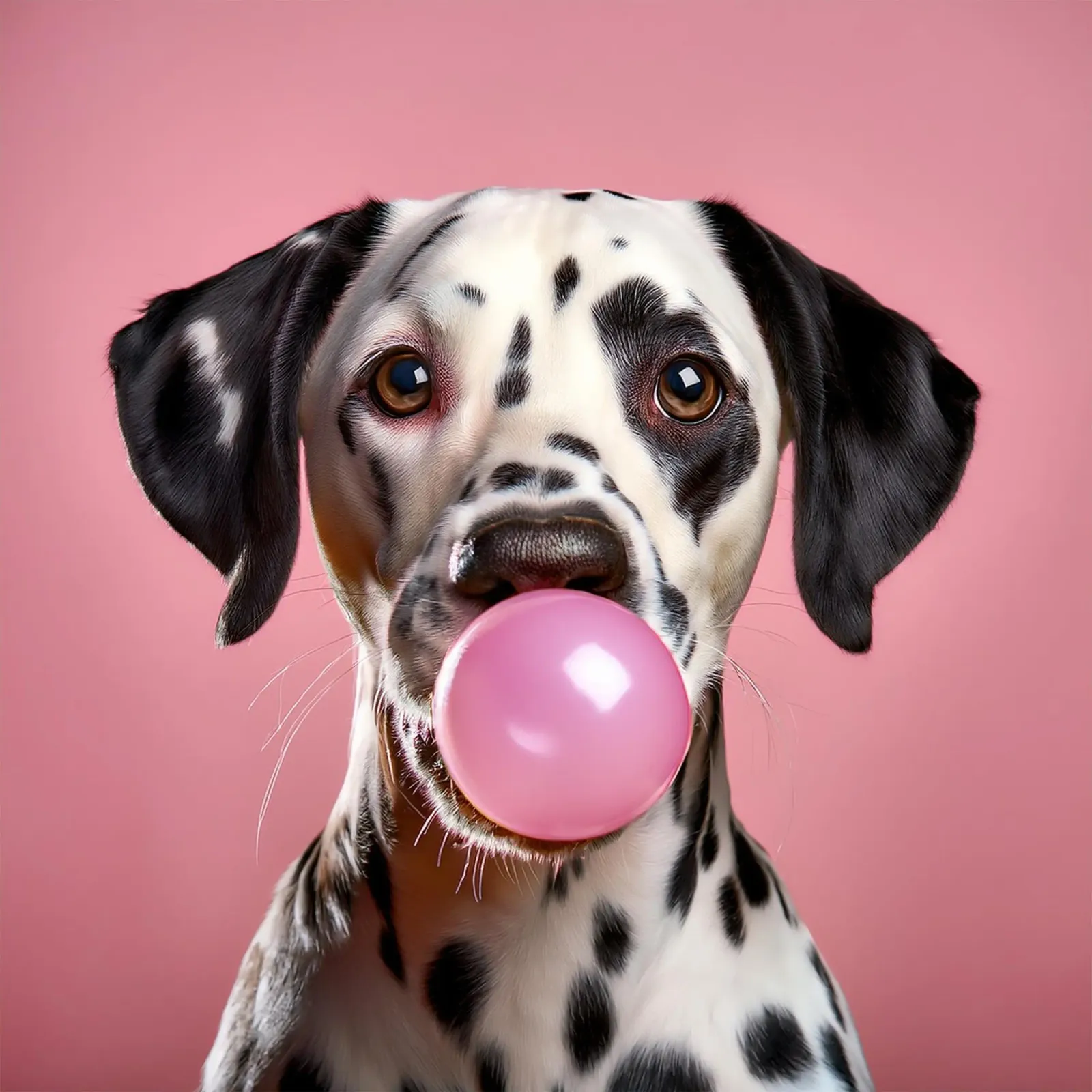 Leuke dalmatiër blaast roze kauwgom - speelse hondenkunst canvas met Baklijst van FlexiDesignsByK