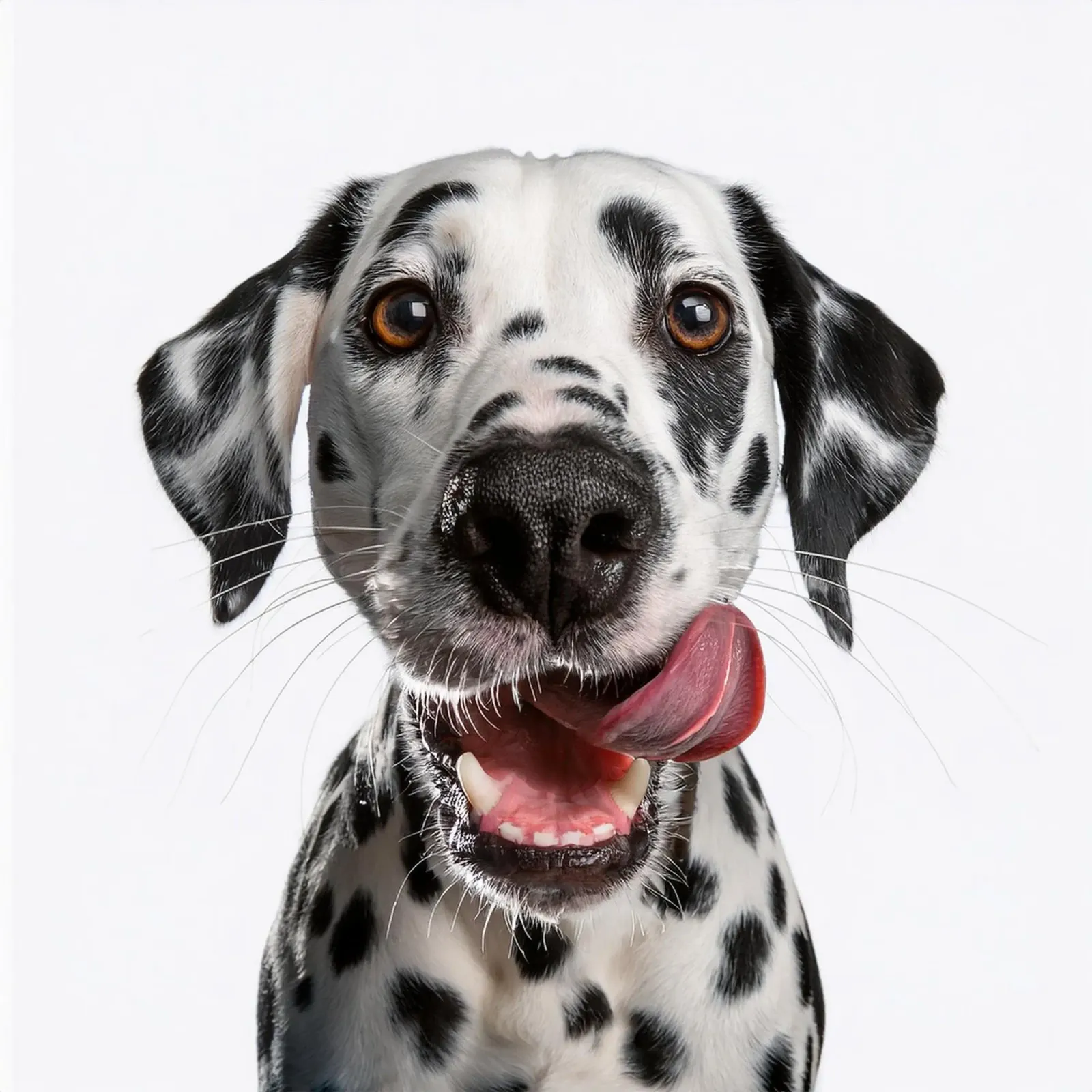Happy Dalmatian Licking Its Nose – Cute Dog Portrait canvas with Floater frame by FlexiDesignsByK