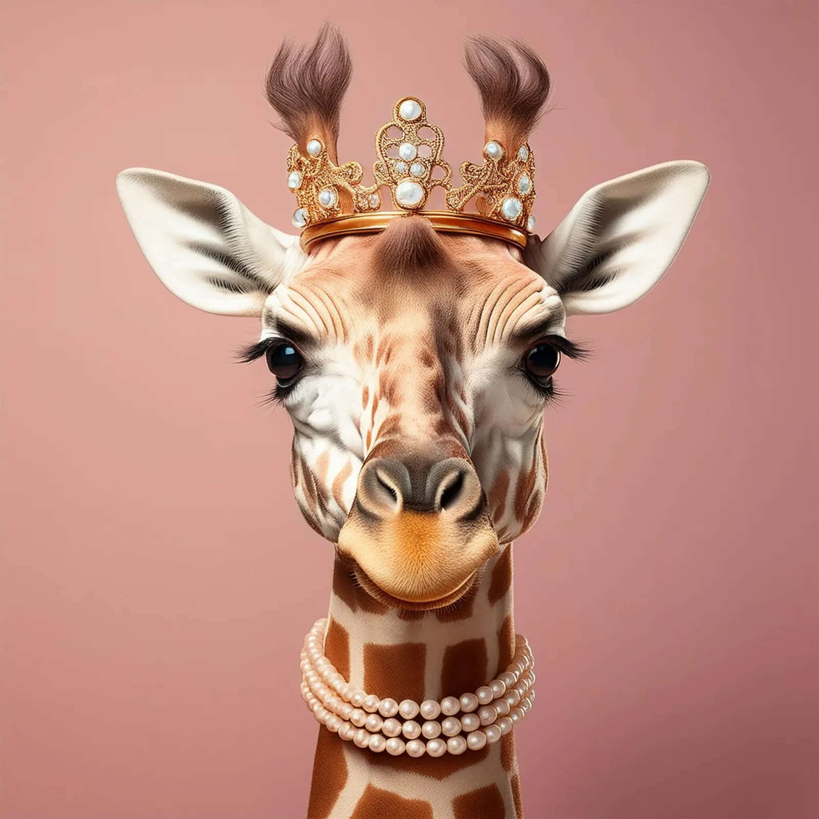 Maestosa giraffa con corona e perle - Arte animale regale poster con telaio in legno da FlexiDesignsByK