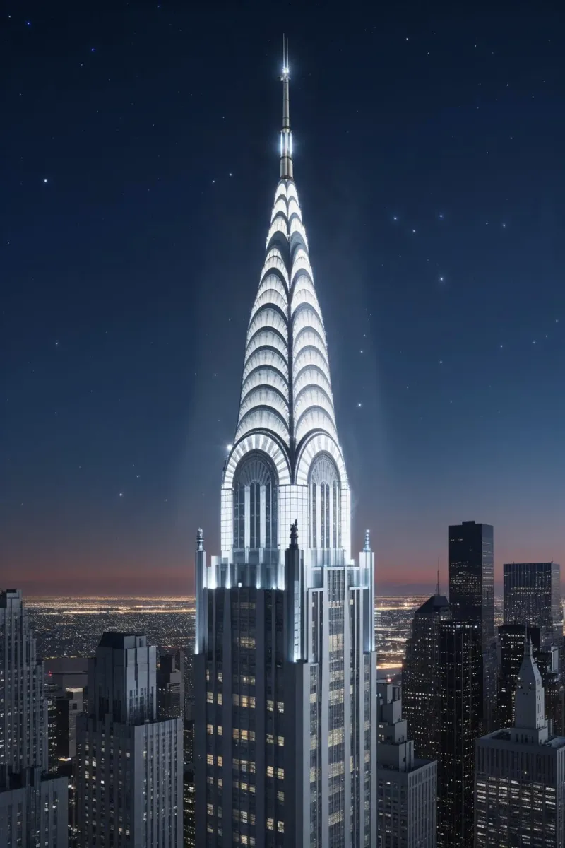 Chrysler Building Glows in the Night Sky poster con telaio in legno da AlbertKlee