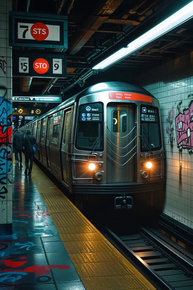 Underground NYC Subway with Urban Graffiti carta hahnemühle da AlbertKlee