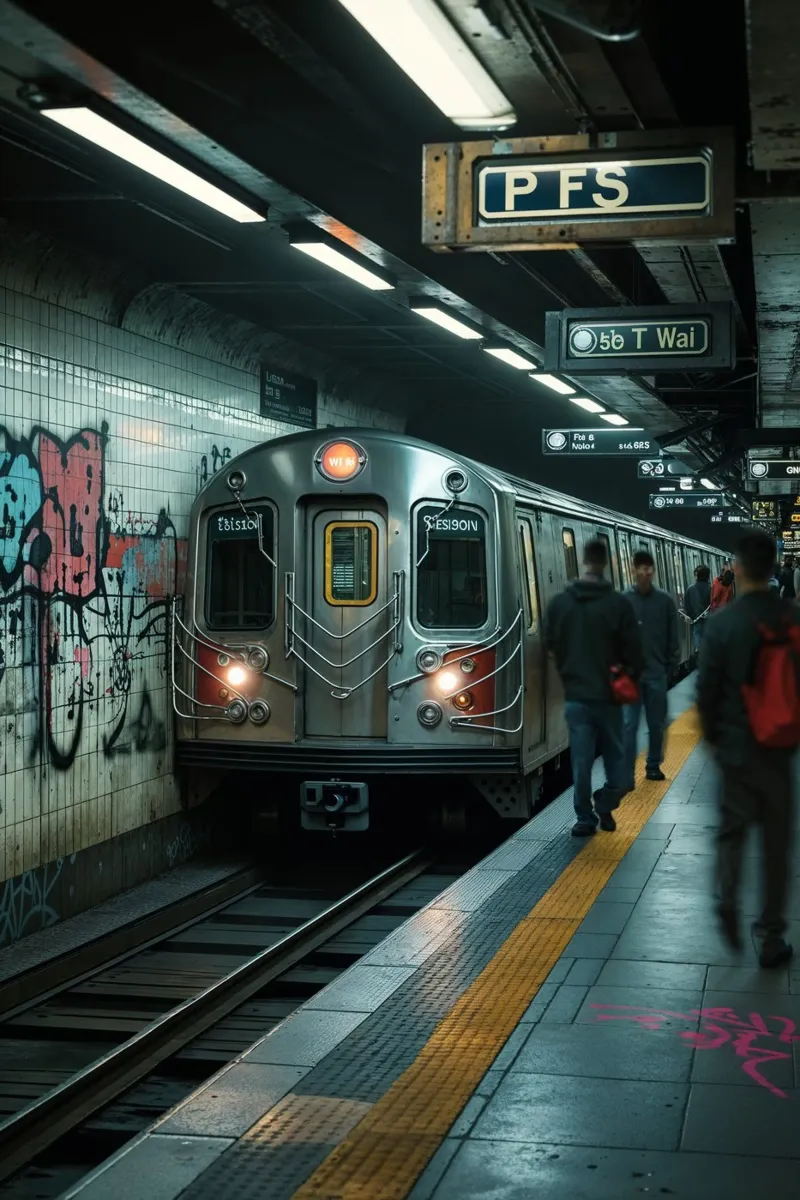 Urban Subway Scene with NYC Street Vibes carta hahnemühle da AlbertKlee