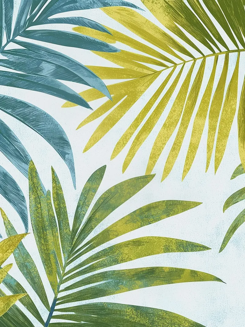 Foglie di palma botaniche Boho Piante tropicali Verde pellicola backlit da Gentle Echoes Art