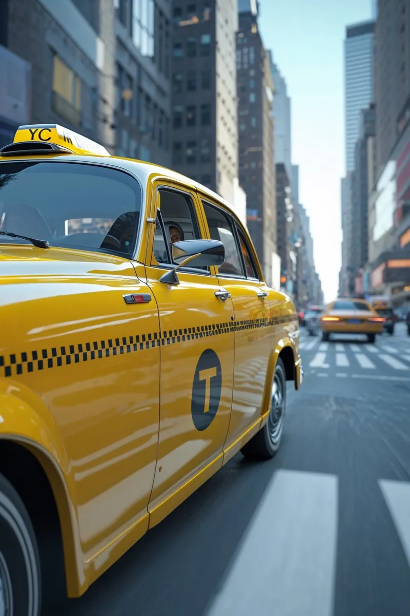 Classic NYC Yellow Taxi in Motion alu-dibond by AlbertKlee