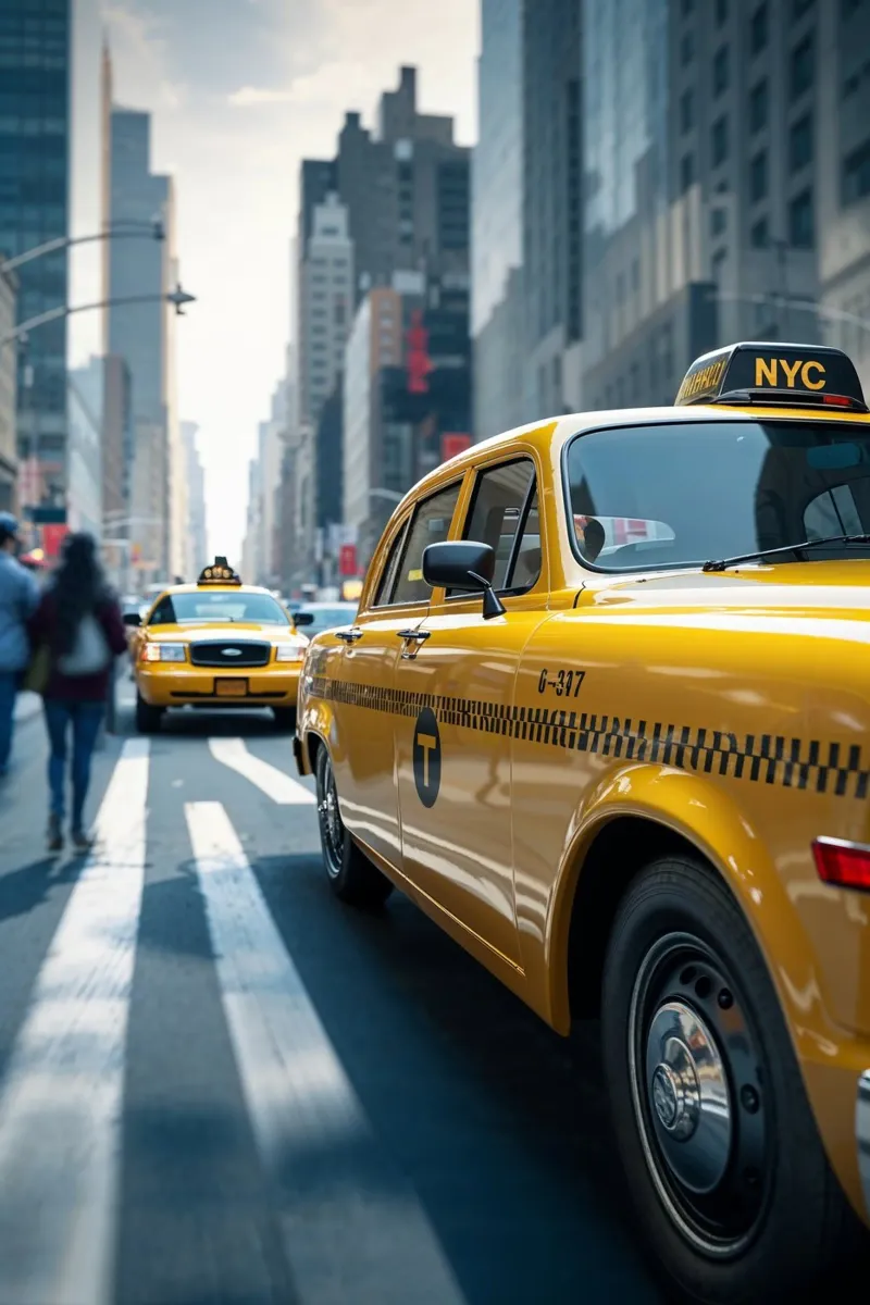 Hyperrealistic NYC Taxi in Midtown Manhattan aluminio dibond de AlbertKlee