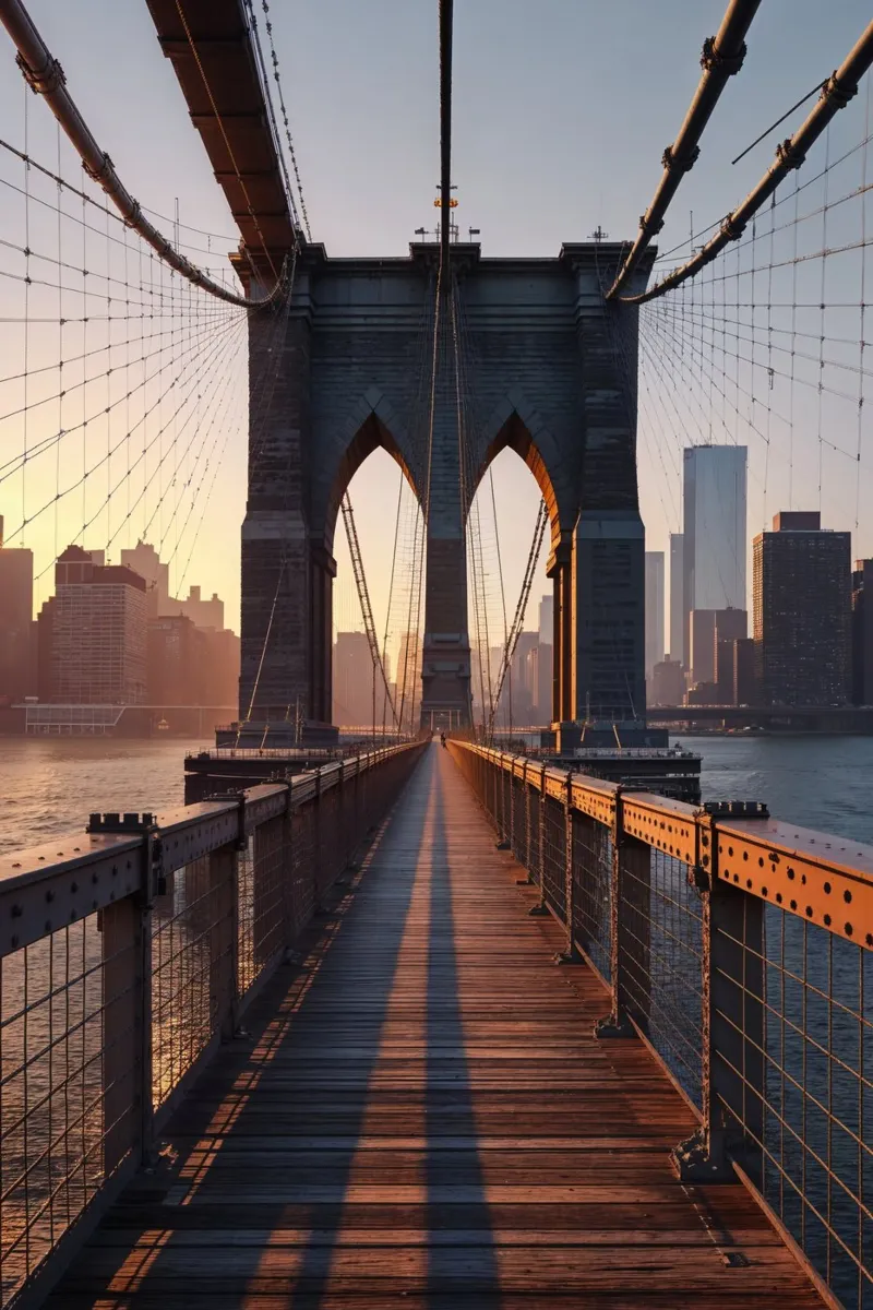 Brooklyn Bridge at Sunrise: A Timeless View carta hahnemühle da AlbertKlee