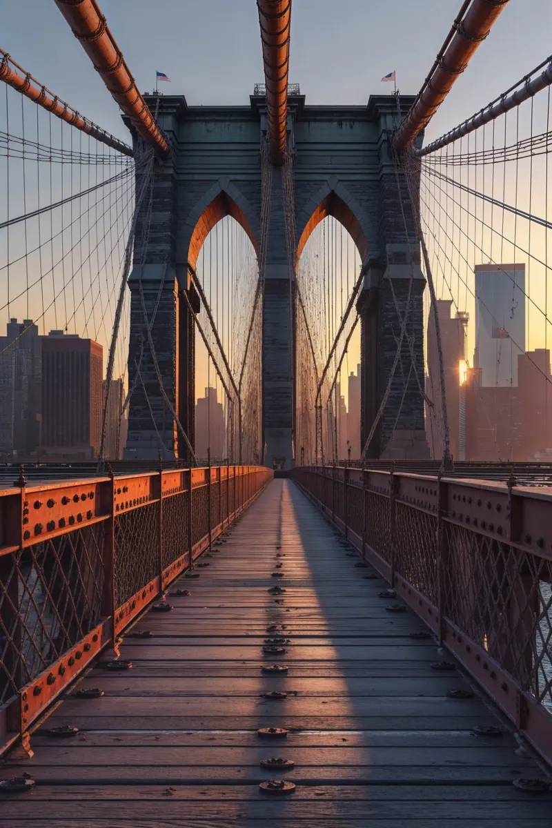 Brooklyn Bridge Pathway in Morning Light tela da AlbertKlee
