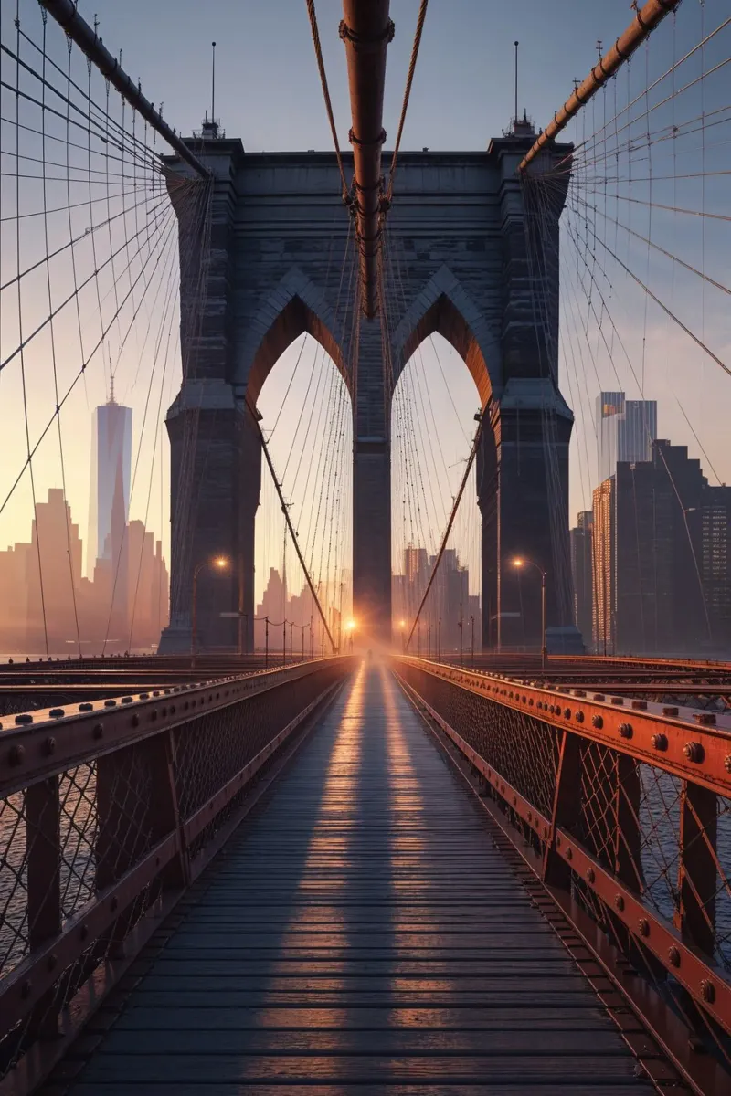 Golden Hour on the Brooklyn Bridge carta hahnemühle da AlbertKlee