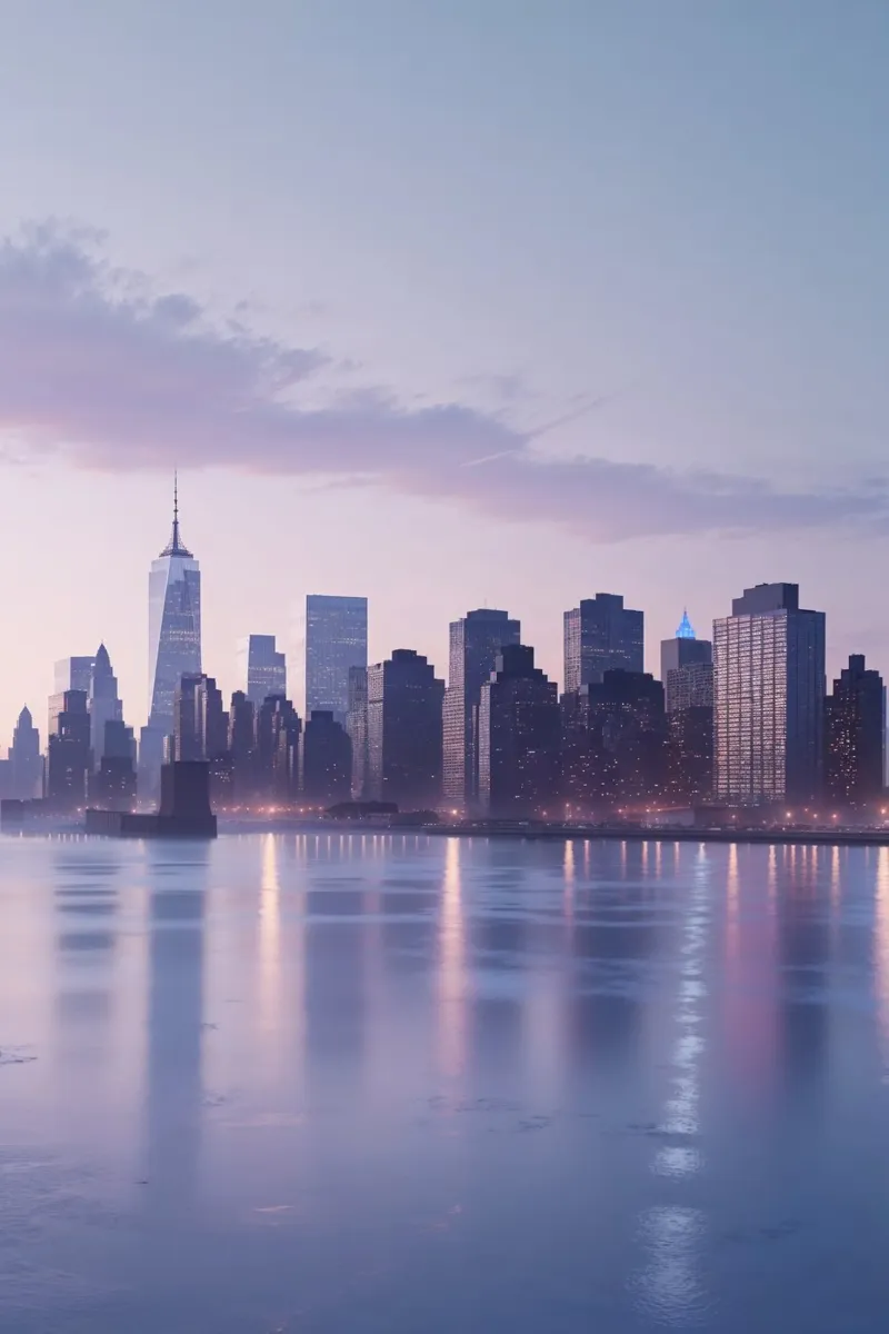 Dawn Reflections Over New York City carta hahnemühle da AlbertKlee