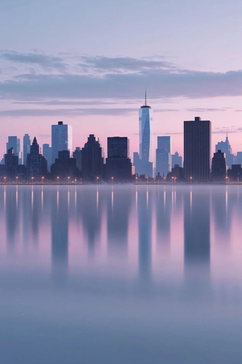 New York Skyline: A Reflection of Serenity alluminio dibond da AlbertKlee