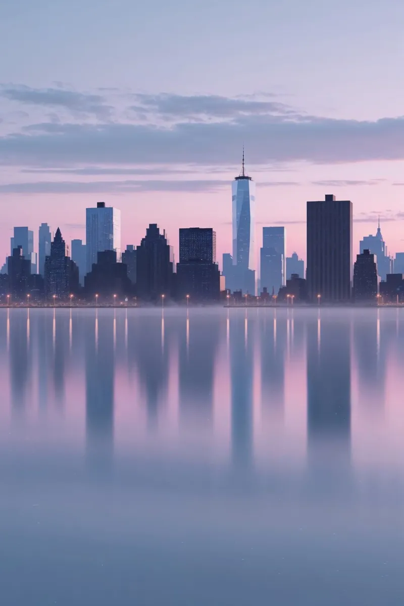 New York Skyline: A Reflection of Serenity carta hahnemühle da AlbertKlee