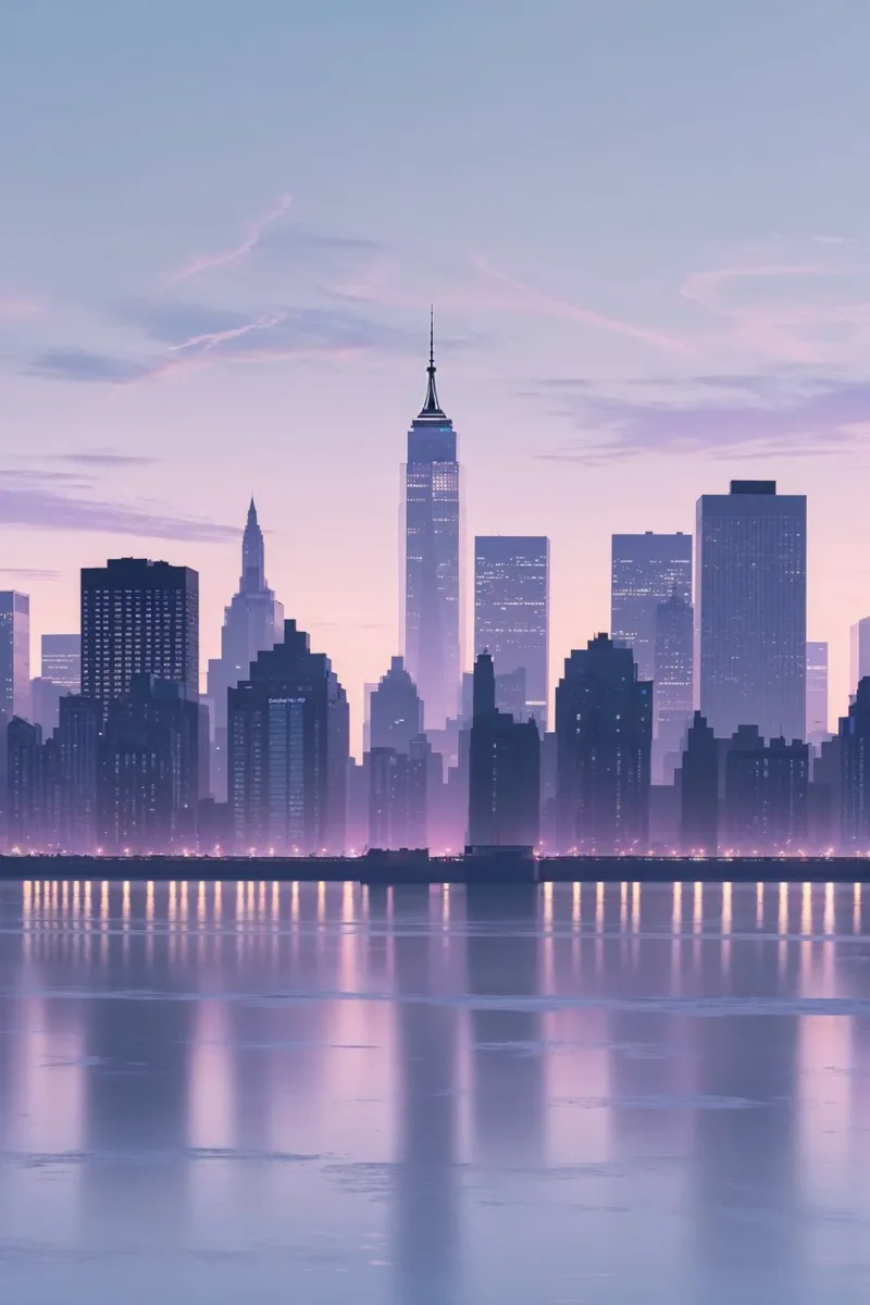 New York Skyline: Serenity Over the Hudson River carta hahnemühle da AlbertKlee