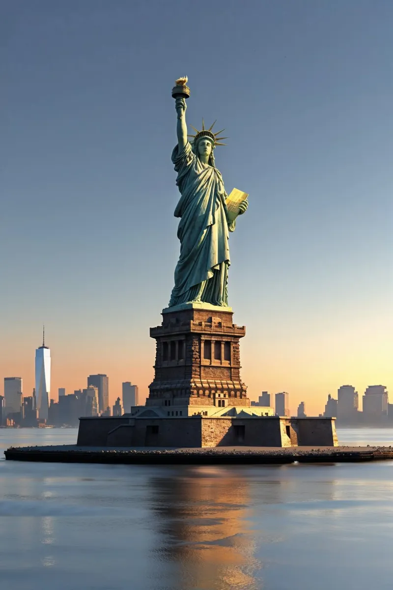Sunset Glow on the Statue of Liberty alluminio dibond da AlbertKlee