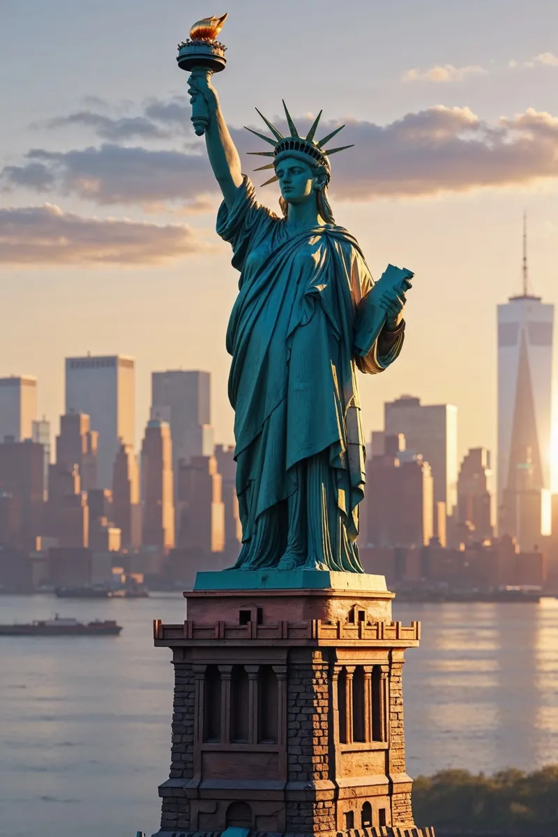 The Timeless Elegance of the Statue of Liberty poster con telaio in plastica da AlbertKlee