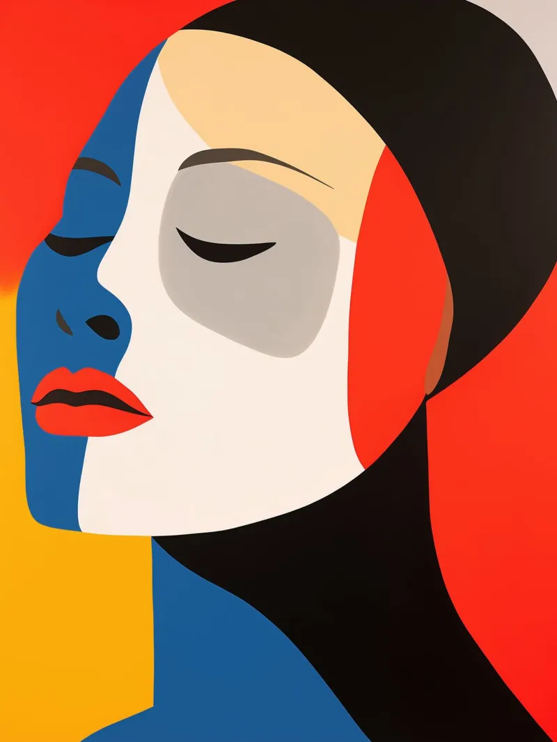 Portrait de femme géométrique vif et coloré toile de Autofocus