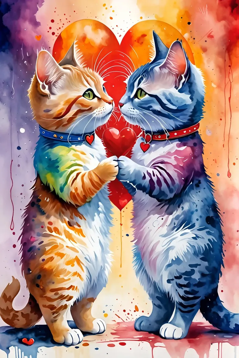 Cats in love, Valentine's Day hahnemühle by Holidays