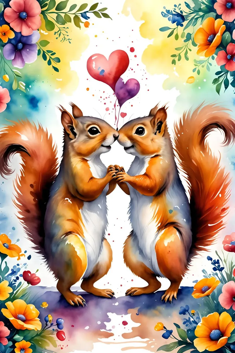 Squirrels in love, Valentine's Day hahnemühle by Holidays