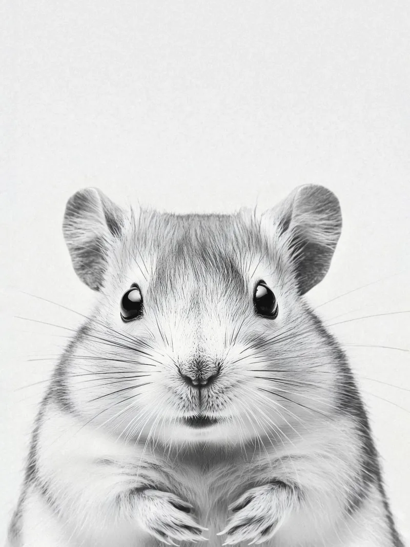 Hugo Schattige baby hamster poster met aluminium frame van Carinaprint