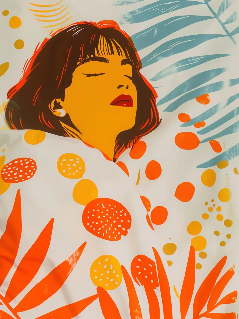 Zomerdagdroom | Portret van een vrouw in bed canvas met Baklijst van Autofocus