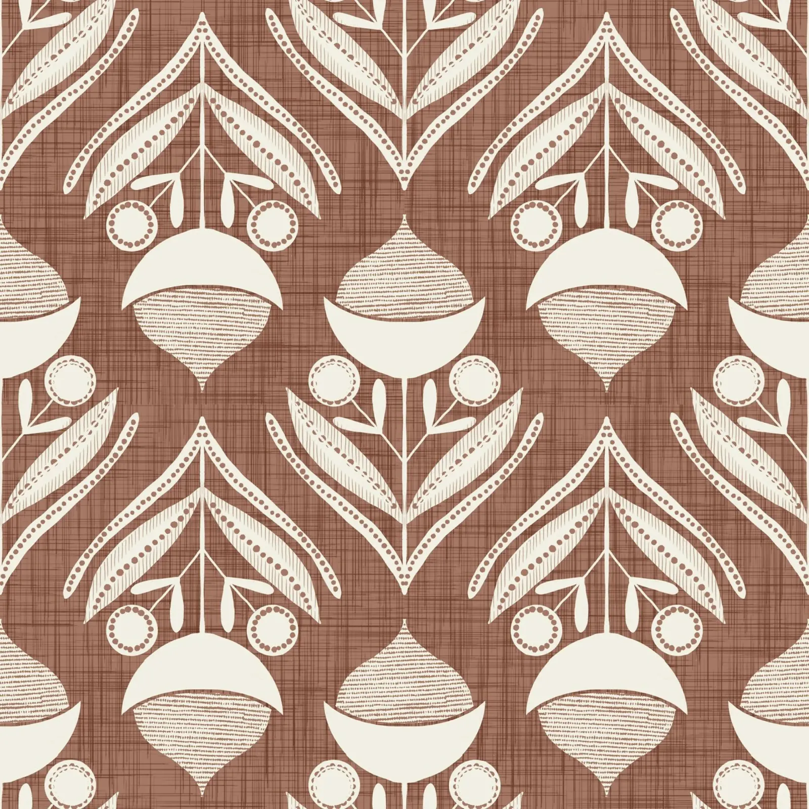 Volk Bloem Mokka Mousse - Mid Eeuw Modern Botanisch canvas van susanacosta