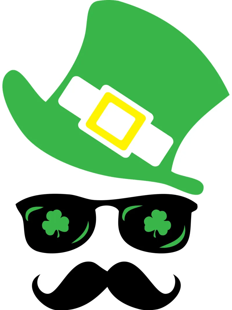 emoticon di San Patrizio con i baffi, design iconico pellicola backlit da onefeelshop