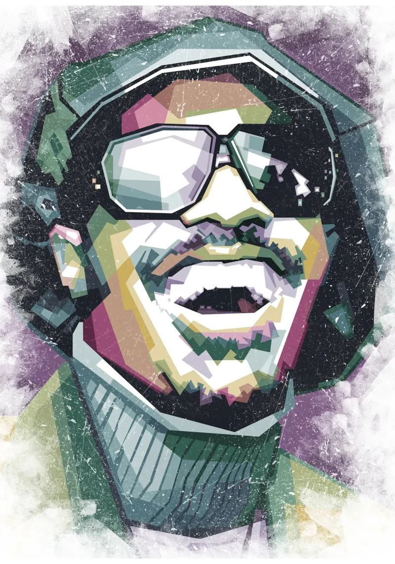 Stevie Wonder WPAP fanart carta hahnemühle da Alkahfsmart